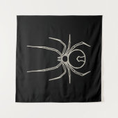 スパイダー – こうもりブラックとボーンホワイト タペストリー (正面(横))