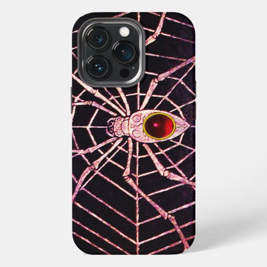 スパイダー&ウェブ 赤ルビー 黒 iPhoneケース (裏面)