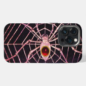 スパイダー&ウェブ 赤ルビー 黒 iPhoneケース (裏面横)