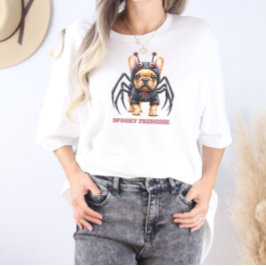 スパイダー コスチューム フレンチ ブルドッグ パピー ハロウィン Tシャツ
