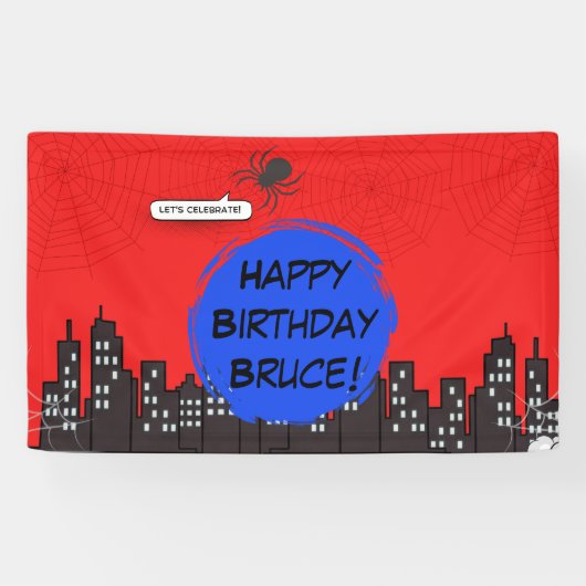スパイダー・スーパーヒーロー・コミック誕生日 横断幕 (横)