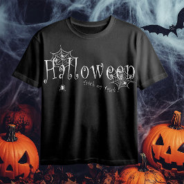スパイダー デザイン ハロウィン 怖い かぼちゃのお菓子トリックオアトリート Tシャツ