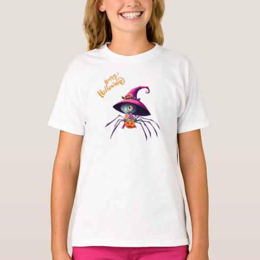 スパイダー/ハロウィーン/秋/カボチャ Tシャツ (正面)