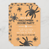 スパイダ不気味ハッピーハローウィンパーティの招待状 招待状 (正面/裏面)