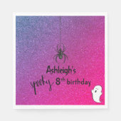 スパイダ不気味幽霊グリッターハロウィーン誕生日 スタンダードランチョンナプキン (正面)