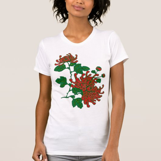 スパイダ中国のク菊 – 深い赤 Tシャツ (正面)