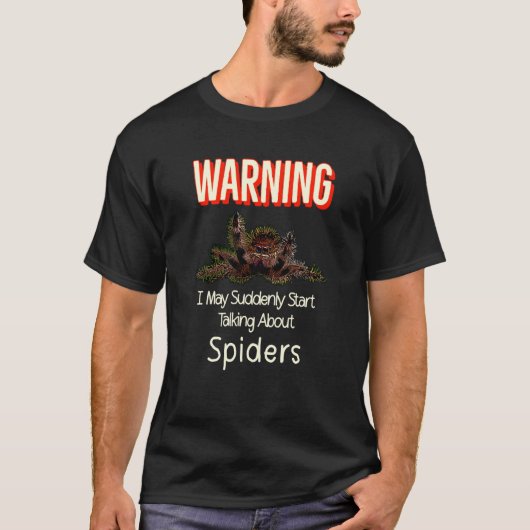 スパイダ飛んでいるーの警告スプーン Tシャツ (正面)