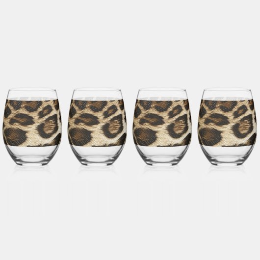 スパイフヒョウ斑点レザーグレインルック ステムなしワイングラス (裏面)