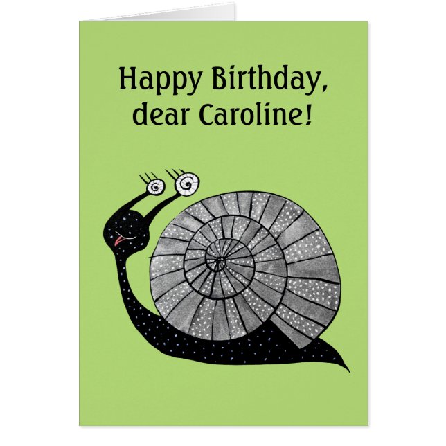 スパイラカスタムル眼付き文字かわいいカタツムリ誕生日 (正面)