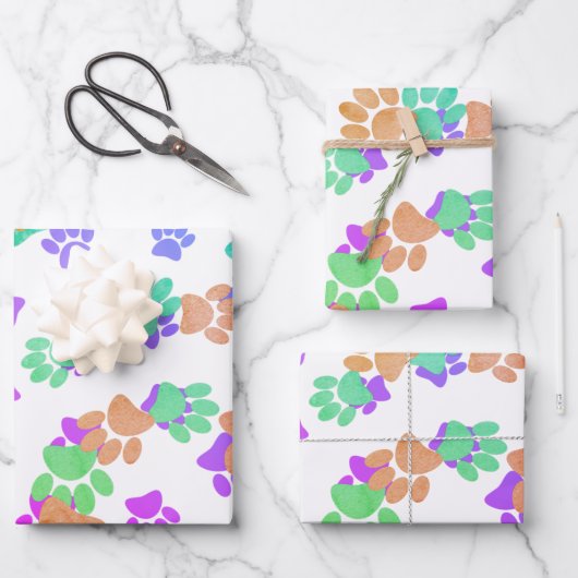 スパイラカラフルル犬のポープリント ラッピングペーパーシート (正面)