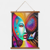 スパイラサイケデリックル女性レインボーエネルギー抽象芸術 吊り下げ型タペストリー (正面)