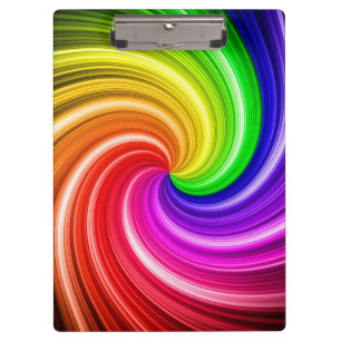 スパイラルカラフルタイ染めレインボースワールアートパターン クリップボード