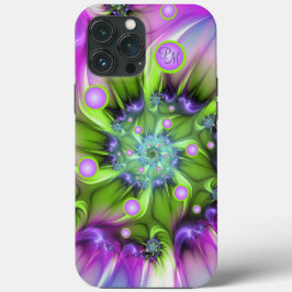 スパイラルカラフルラウンドシェイプフラクタルアートイニシャル iPhone 13 PRO MAXケース