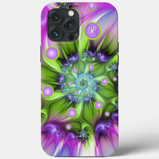 スパイラルカラフルラウンドシェイプフラクタルアートイニシャル Case-Mate iPhoneケース (裏面)