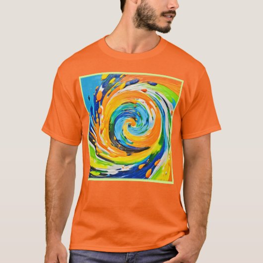 スパイラルカラフル渦デザイン Tシャツ (正面)