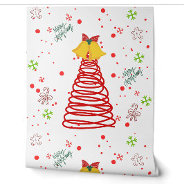 スパイラルクリスマスツリーとベルデザイン 壁紙