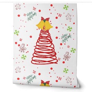 スパイラルクリスマスツリーとベルデザイン 壁紙