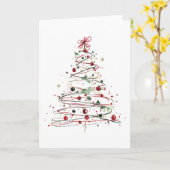 スパイラルクリスマスツリーフェスティバルオーナメント&ホリー カード (黄色い花)