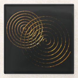 スパイラルケルト記号金ゴールド金属 ガラスコースター