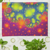 スパイラルサイケデリックネオン装飾抽象芸術アート キッチンタオル (折り畳み)