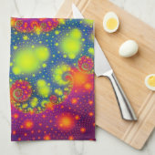 スパイラルサイケデリックネオン装飾抽象芸術アート キッチンタオル (四つ折り)