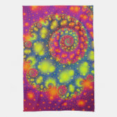 スパイラルサイケデリックネオン装飾抽象芸術アート キッチンタオル (縦)