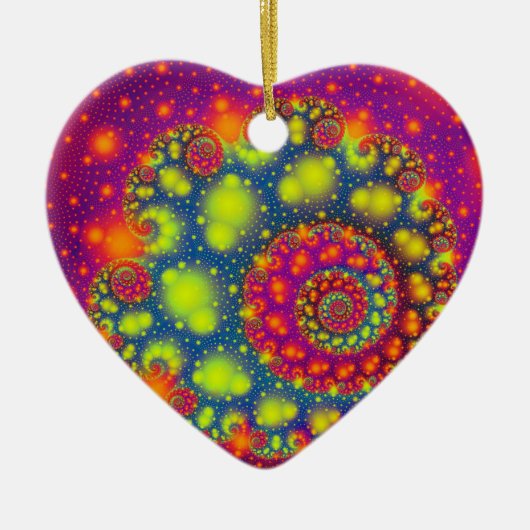 スパイラルサイケデリックネオン装飾抽象芸術アート セラミックオーナメント (正面)