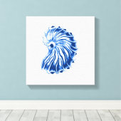 スパイラルシェル、インディゴブルーとホワイト キャンバスプリント (インサイチュ (ウッドフロア))