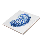 スパイラルシェル、インディゴブルーとホワイト タイル (側面)