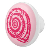 スパイラルシーシェルブロックプリント、コーラルピンク&明るい赤紫色 セラミックノブ (右)