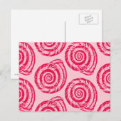 スパイラルシーシェルブロックプリント、コーラルピンク&明るい赤紫色 ポストカード (正面/裏面)