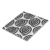 スパイラルシーシェルブロックプリント、白黒 タイル (側面)