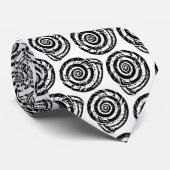 スパイラルシーシェルブロックプリント、白黒 ネクタイ (ロール)