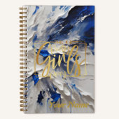 スパイラルジャーナルA5青と白の抽象芸術 ノートブック (正面)