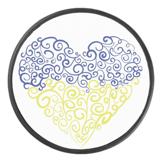 スパイラルスワーズメハンディハートウクライナ国旗の色 アイスホッケーパック (正面)