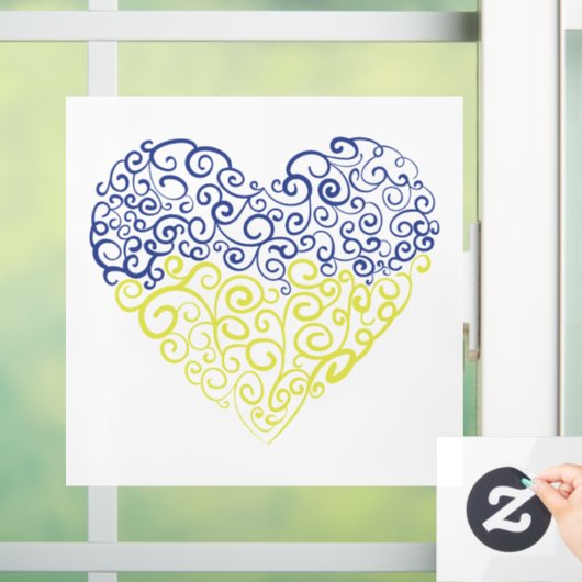 スパイラルスワーズメハンディハートウクライナ国旗の色 ウィンドウサイン (ホーム)