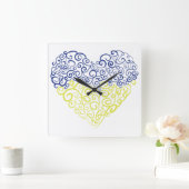 スパイラルスワーズメハンディハートウクライナ国旗の色 スクエア壁時計 (ホーム)