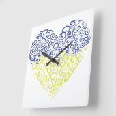 スパイラルスワーズメハンディハートウクライナ国旗の色 スクエア壁時計 (傾斜)