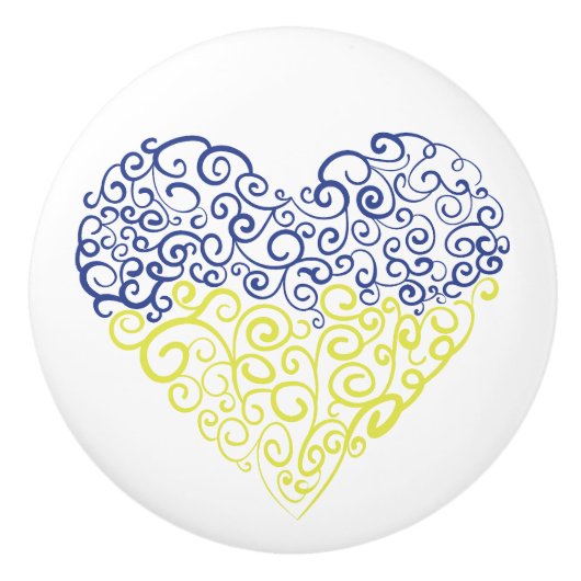 スパイラルスワーズメハンディハートウクライナ国旗の色 セラミックノブ (正面)