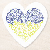 スパイラルスワーズメハンディハートウクライナ国旗の色 ペーパーコースター (正面)