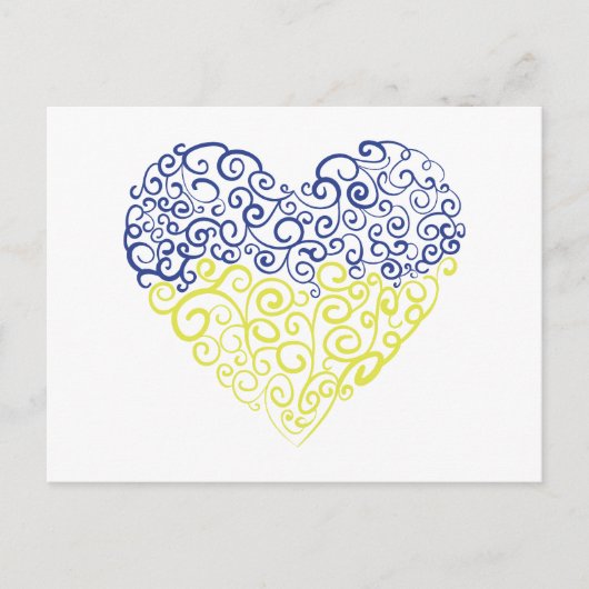 スパイラルスワーズメハンディハートウクライナ国旗の色 ポストカード (正面)