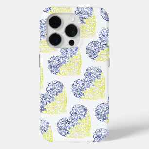スパイラルスワーズメハンディハートウクライナ国旗の色 iPhone 15 PROケース