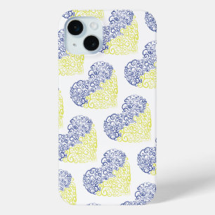 スパイラルスワーズメハンディハートウクライナ国旗の色 iPhone 15 MINIケース