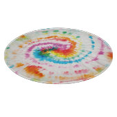 スパイラルタイダイ、虹の渦巻きパターン カッティングボード (角)