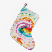 スパイラルタイダイ、虹の渦巻きパターン スモールクリスマスストッキング (正面 (吊り時))