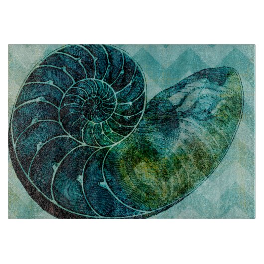 スパイラルターコイズコンチシェル カッティングボード (正面)