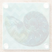 スパイラルターコイズコンチシェル ガラスコースター (裏面)