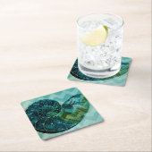 スパイラルターコイズコンチシェル スクエアペーパーコースター (インサイチュ)