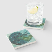 スパイラルターコイズコンチシェル ストーンコースター (横)