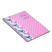 スパイラルノートブックまたはジャーナル、ピンクのバラ、水玉模様 ノートブック (右側)